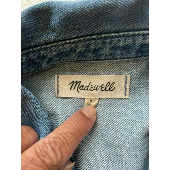 Madewell Women's Collared Denim Vest Light Wash Size Small With Pockets - Picture 10 of 12